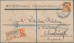 Deutsche Post In Der Türkei - Stempel: 1897, 5 Pf., 10 Pf. Und 25 Pf. K/A Als 3-Farbenfrankatur Auf - Turchia (uffici)