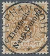 Deutsch-Neuguinea: 1899, 3 Pf. Krone/Adler, In Der Seltenen Farbe Hellocker, Mit Zentrischem Stempel - Nueva Guinea Alemana