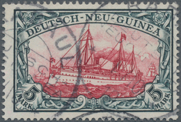 Deutsch-Neuguinea: 1900, 5 Mk Kaiseryacht, Grünschwarz/dunkelkarmin, Entwertet Mit Einkreissegmentst - Duits-Nieuw-Guinea