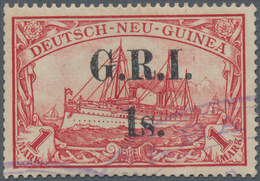 Deutsch-Neuguinea - Britische Besetzung: 1914/1915, 1s. Auf 1 Mark Rot, Enger Aufdruck, Farbfrisches - German New Guinea