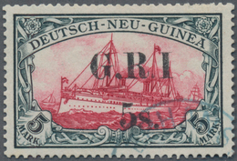 Deutsch-Neuguinea - Britische Besetzung: 1914/1915, 5s. Auf 5 Mark Grünschwarz/rot, Enger Aufdruck, - Deutsch-Neuguinea