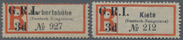 Deutsch-Neuguinea - Britische Besetzung: 1914, Zwei Einschreibzettel Mit Aufdruckabart "fehlender Pu - German New Guinea