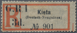 Deutsch-Neuguinea - Britische Besetzung: 1914, 3d. Auf Einschreibzettel "Kieta (Deutsch-Neuguinea)" - Deutsch-Neuguinea