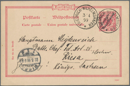 Deutsch-Neuguinea - Ganzsachen: 1899,, Gebrauchte Ganzsachenpostkarte Mit Schwarzem Aufdruck"Deutsch - Nueva Guinea Alemana