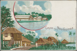 Deutsch-Neuguinea - Ganzsachen: 1898, Gebrauchte Privatganzsachen-Litho-Karte "Gruss Aus Neuguinea" - Nueva Guinea Alemana