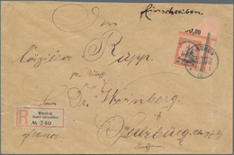 Deutsch-Südwestafrika: 1906, Rechte Obere Bogenecke Auf Portogerechter Einschreibebrief, Aus Windhuk - Africa Tedesca Del Sud-Ovest