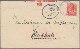 Deutsch-Südwestafrika: 1917 (22.2.), Südafrikanische Besetzung I. Weltkrieg, "KALKFELD * RAIL *" Vio - Sud-Ouest Africain Allemand