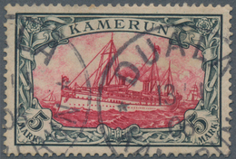 Deutsche Kolonien - Kamerun: 1900, 5 Mk Grünschwarz/bräunlichkarmin, Sauber Entwertet "DUALA 13/1 06 - Kameroen