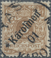 Deutsche Kolonien - Karolinen: 1899, 3 Pf. Krone/Adler, Lebhaftorangebraun, Diagonaler Aufdruck, Mit - Caroline Islands