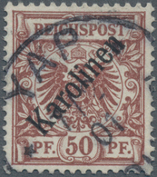 Deutsche Kolonien - Karolinen: 1899, 50 Pfg Krone/Adler, Lebhaftrötlichbraun, Diagonaler Aufdruck, M - Karolinen