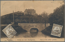 Deutsche Kolonien - Kiautschou: 1910 Ansichtskarte Bildseitig Frankiert Mit 2x 1 C. Braun N.Österrei - Kiaochow