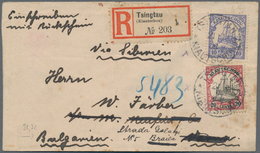 Deutsche Kolonien - Kiautschou: 1908 10 C. Zusammen Mit 20 C. 1908 Auf Einschreibebrief Mit Rücksche - Kiautchou