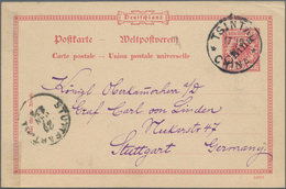 Deutsche Kolonien - Kiautschou - Ganzsachen: 1898/1900, Zwei Gebrauchte Ganzsachenpostkarten Mit Sch - Kiautchou