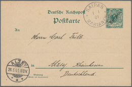 Deutsche Kolonien - Marianen - Ganzsachen: 1901, Gebrauchte Ganzsachenpostkarte Wst. Krone 5 Pfennig - Islas Maríanas