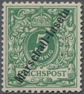 Deutsche Kolonien - Marshall-Inseln: 1899, 5 Pfg. Grün, Steiler Aufdruck, Sauber Ungebraucht, Signie - Isole Marshall