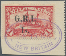Deutsche Kolonien - Marshall-Inseln - Britische Besetzung: 1914, 1s. Auf 1 Mark Rot, Enger Aufdruck, - Marshall