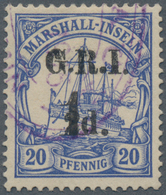 Deutsche Kolonien - Marshall-Inseln - Britische Besetzung: 1915, 1 Auf 2d. Auf 20 Pfg. Ultramarin, F - Marshalleilanden