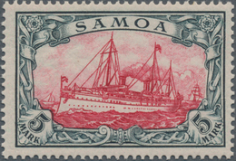 Deutsche Kolonien - Samoa: 1900, 5 Mk Kaiseryacht O. WZ, Grünschwarz/bräunlichkarmin, In Tadelloser, - Samoa