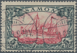 Deutsche Kolonien - Samoa: 1900, 5 Mk Grünschwarz/bräunlichkarmin, Sauber Entwertet Mit Datumbrücken - Samoa