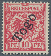 Deutsche Kolonien - Togo: 1897, 10 Pf Dunkelrosa Aufdruckwert Postfrisch, Die Marke Ist Farbfrisch, - Togo