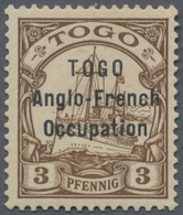 Deutsche Kolonien - Togo - Britische Besetzung: 1914, 3 Pfg. Kaiserjacht Mit Aufdruck Type II (Zeile - Togo