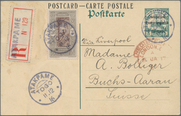 Deutsche Kolonien - Togo - Ganzsachen: 1914, Portogerecht Mit Einschreiben Verwendete Ganzsachenpost - Togo