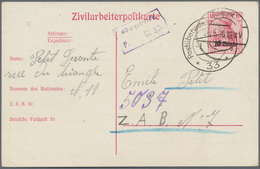 Deutsche Besetzung I. WK: Etappengebiet West - Ganzsachen: 1918. Zivilarbeiterpostkarte 10 Cent Auf - Ocupación 1914 – 18