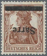 Deutsche Abstimmungsgebiete: Saargebiet: 1920, "35 Pfg. Germania/Sarre Mit Kopfstehendem Aufdruck", - Lettres & Documents