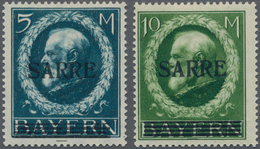 Deutsche Abstimmungsgebiete: Saargebiet: 1920, 5 Pfg. Bis 10 M. Ludwig III Mit Sarre-Aufdruck, Kompl - Lettres & Documents