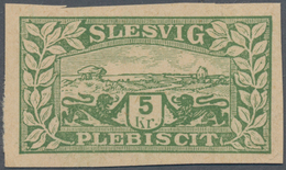 Deutsche Abstimmungsgebiete: Schleswig: 1920, Aufdruck "1.Zone", 5 Kr. Dunkelgelblichgrün, Geschnitt - Autres & Non Classés