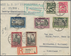 Danzig: 1932, Danzig-Luftpost-Ausstellung, Kompletter Satz Mit Luftpost-ZuF Auf Zeppelin-R-Brief Mit - Other & Unclassified