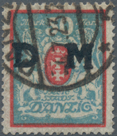Danzig - Dienstmarken: 1923, 50 M Rot/ Mittelgrünlichblau, Wz. X, Zeitgerecht Gestempelt, "echt Und - Altri & Non Classificati