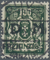 Danzig - Dienstmarken: 1923, 100 Mark Mit Aufdruck, Zeitgerecht Entwertet, "echt Und Einwandfrei" Ku - Otros & Sin Clasificación