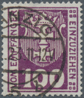Danzig - Portomarken: 1923, 100 (Pf) Dunkelviolettpurpur, Wasserzeichen Maschen Liegend, Zeitgerecht - Otros & Sin Clasificación