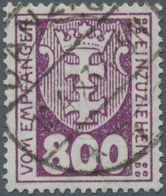 Danzig - Portomarken: 1923, 800 Pf Dkl'violettpurpur, Wz. X, Entwertet Mit Zeitgerechtem Stempel "DA - Otros & Sin Clasificación