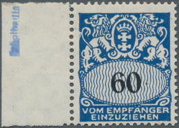 Danzig - Portomarken: 1938, Großes Staatswappen 60 Pf Im Postfrischen Eckrandpaar Links Mit PLATTENF - Other & Unclassified