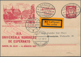 Danzig - Ganzsachen: 1927, Bedarfs- Und Portogerecht Als Inlandsluftpostkarte Verwendete Ganzsachenb - Andere & Zonder Classificatie