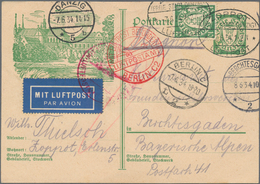 Danzig - Ganzsachen: 1934. Bild-Postkarte 10 Pf Wappen (Volkstagsgebäude), Mit 10 Pf Zfr. Per Luftpo - Andere & Zonder Classificatie