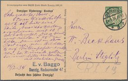 Danzig - Ganzsachen: 1934, Bedarfs- Und Portogerecht Verwendete Ganzsachenbildpostkarte Wst. Wappen - Altri & Non Classificati