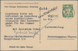 Danzig - Ganzsachen: 1934. WHW-Sonder-Postkarte 10 Pf Wappen Mit Rs. Abb. "Altes Danziger Vorlaubenh - Andere & Zonder Classificatie