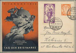 Danzig - Ganzsachen: 1938, 5 Pf Orange 'Wappen' Privatpostkarte Zum TAG DER BRIEFMARKE, Mit Zfr 5 Pf - Other & Unclassified