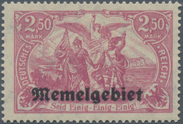 Memel: 1920, Freimarke 2,50 M Dunkelrosalila Mit Aufdruck, Postfrisch Mit Originalgummi, "echt Und E - Memelland 1923