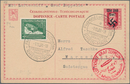Sudetenland - Rumburg: 1938, ZEPPELIN-Sudetenlandfahrt Auf Ganzsachekarte Mit Aufdruck "Wir Sind Fre - Sudetenland