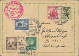 Sudetenland - Rumburg: 1938, ZEPPELIN-Sudetenlandfahrt Auf Ganzsachenkarte Mit Aufdruck "Wir Sind Fr - Sudetes