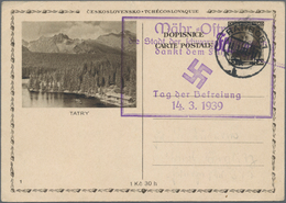 Dt. Besetzung II WK - Böhmen Und Mähren - Ganzsachen: 1939, Ganzsachenbildpostkarte Der CSSR Mit Wst - Bezetting 1938-45