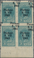 Dt. Besetzung II WK - Estland - Pernau (Pärnu): 1941, 3 Kop. Werktätige Im Postfrischen Viererblock - Besetzungen 1938-45