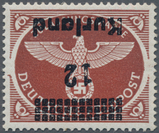 Dt. Besetzung II WK - Kurland: 1945, 12 (Pf) Bräunlichrot, Gezähnt, Waagerechte Gummiriffelung, Mit - Ocupación 1938 – 45