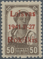 Dt. Besetzung II WK - Litauen - Rakischki (Rokiskis): 1941, 50 Kop. Mit Braunrotem Aufdruck In Type - Occupazione 1938 – 45