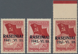 Dt. Besetzung II WK - Litauen - Rossingen (Raseiniai): 1941, 80 Kop. Nordpolflug Mit Je Mit Aufdruck - Occupation 1938-45