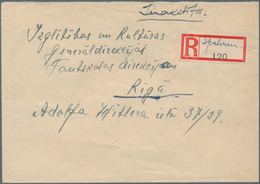 Dt. Besetzung II WK - Ostland: 1943 Einschreiben Mit Provisorischem R-Zettel Von Spalven/Lettland Na - Ocupación 1938 – 45